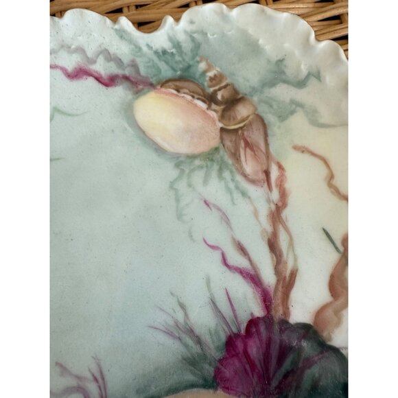 Antique 1910s Rosenthal Monbijou Hand-Painted Seashells Coral Porcelain Plate 9" - Picture 7 of 11